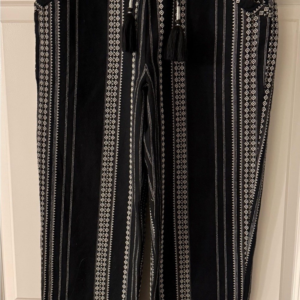 Anthropologie Black and White Striped Wide-Leg Pants